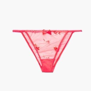Savage X Fenty Lace Panty FOILED SPRIGS EMBROIDERED STRING pink Floral BIKINI 2x